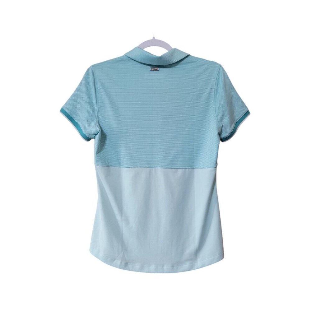 Under Armor UA Zinger Point SS Polo Womens Small Golf Shirt Mint Green Stripe - Picture 2 of 15